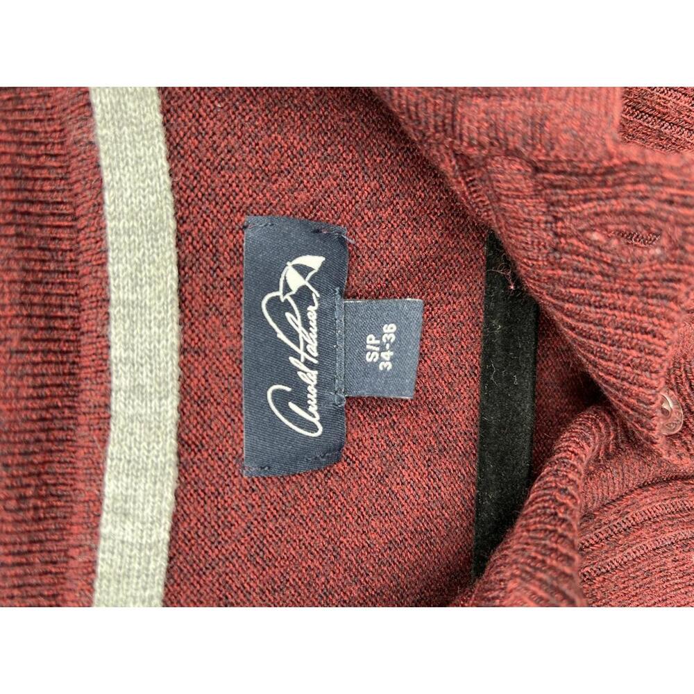 Arnold Palmer Burgundy Polo Sweater Small Ribbed Knit Collar - Picture 2 of 9